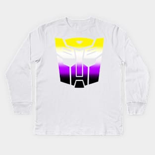 Nonbinary Autobot Pride Kids Long Sleeve T-Shirt